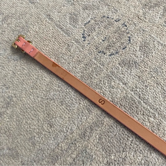 J. Crew Pink Leather Skinny Belt Small Gold Hardware - Picture 6 of 9